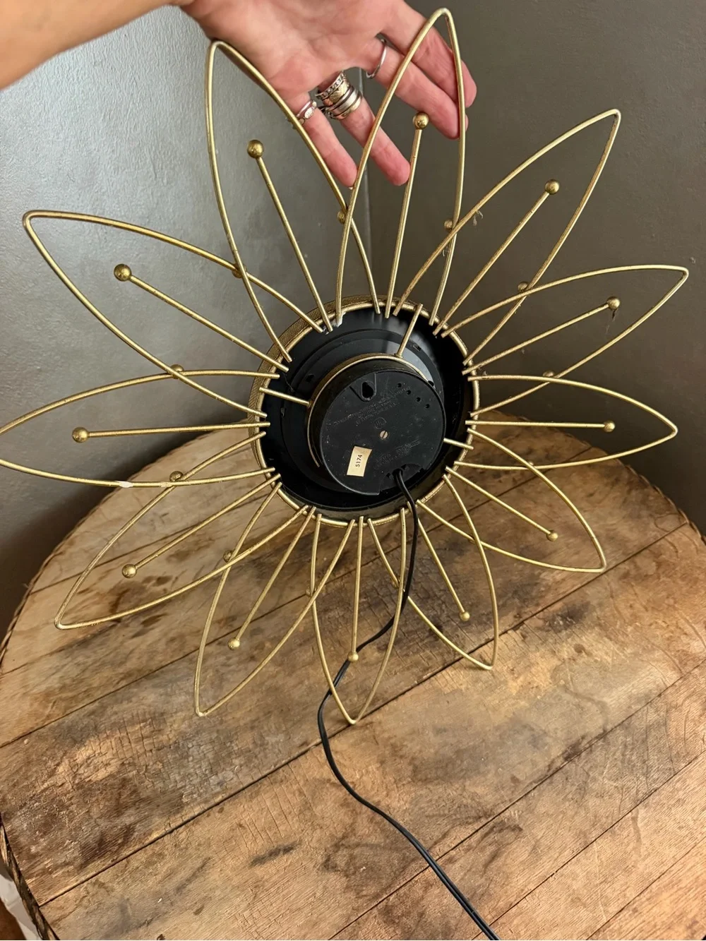 Vintage MCM Gold Lux Mid-Century Starburst Electric Wall Clock
